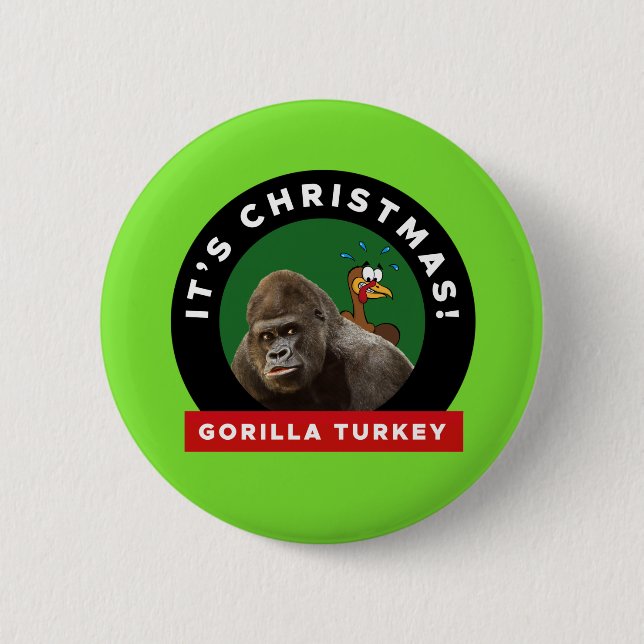 Gorilla Turkey jul Pun 6 Cm Round Badge Knapp (Framsida)