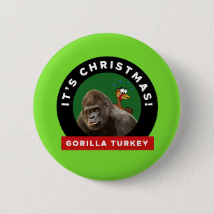 Gorilla Turkey jul Pun 6 Cm Round Badge Knapp