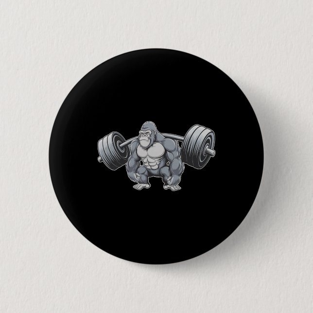 Gorilla tyngdlyftning fitness gym träning bodybui knapp (Framsida)