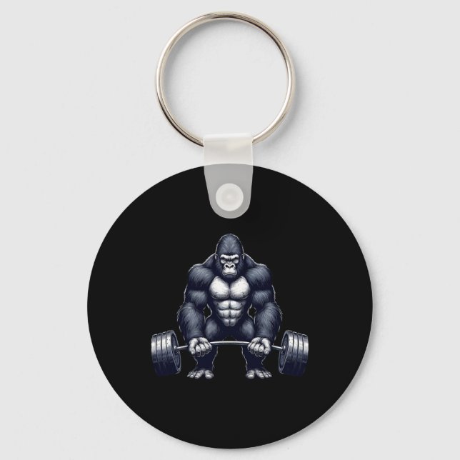 Gorilla Tyngdlyftning Fitness Gym Träning Bodybui Nyckelring (Framsida)