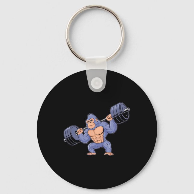 Gorilla Tyngdlyftning Fitness Gym Träning Bodybui Nyckelring (Framsida)