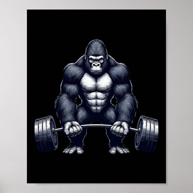 Gorilla tyngdlyftning fitness gym träning bodybui poster (Framsidan)