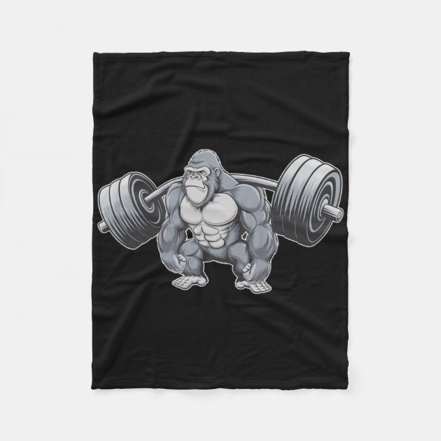 Gorilla Tyngdlyftning Fitness Gym Träning Bodybuil Fleecefilt (Framsidan)