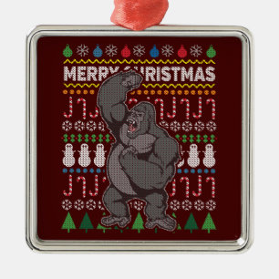 Gorilla Uganda jul Sweater Wildlife Series Julgransprydnad Metall