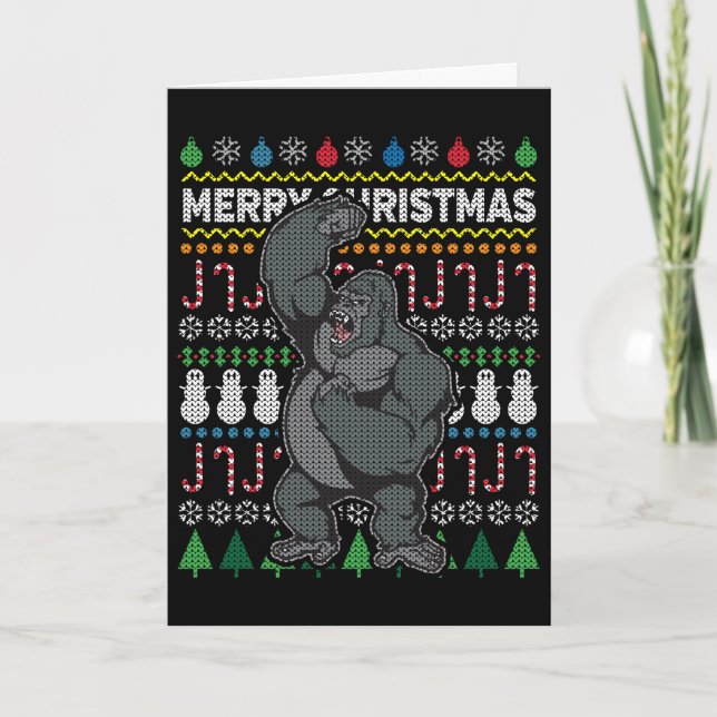 Gorilla Ugly jul Sweater Wildlife Series Helgkort (Framsida)
