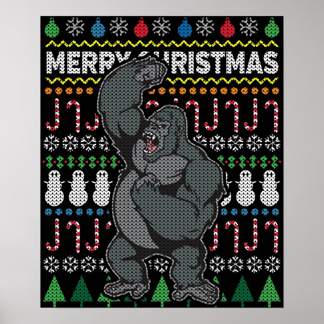 Gorilla Ugly jul Sweater Wildlife Series Poster (Framsidan)