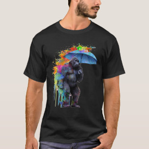 Gorilla Umbrella Artwork Colorful Animal Monkey Z T Shirt