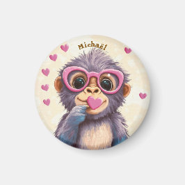 Gorilla Valentine's Day Heart Badge - Kids School  Magnet