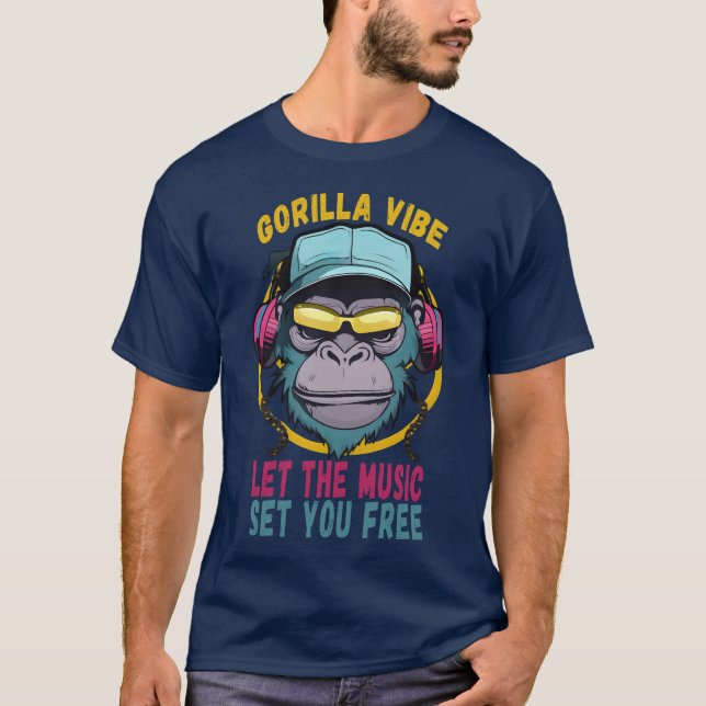Gorilla vibe, låt musiken frigöra dig t shirt (Framsida)