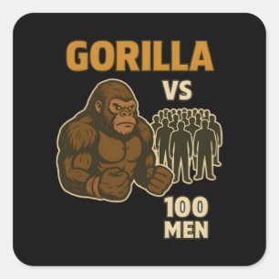 Gorilla vs 100 man epic strid fyrkantigt klistermärke