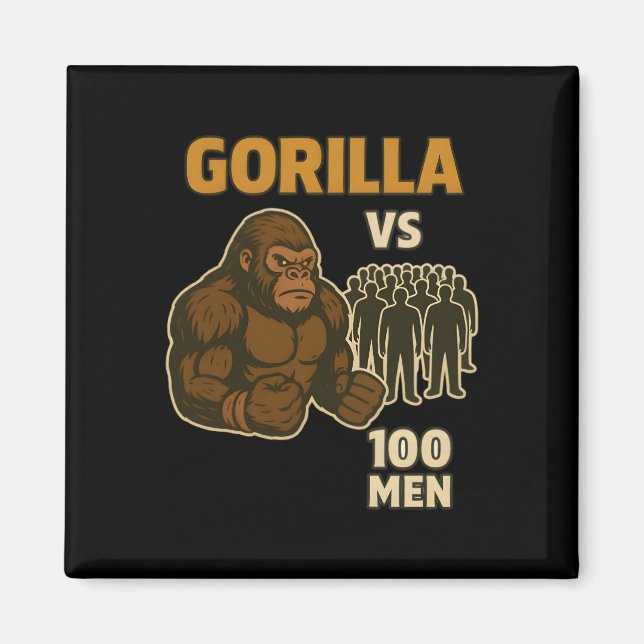 Gorilla vs 100 män episk strid magnet (Framsidan)