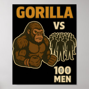 Gorilla vs 100 män episk strid poster