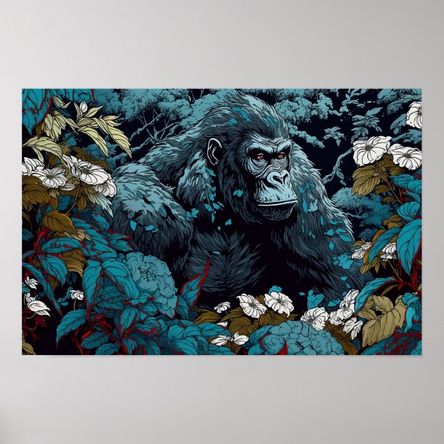 Gorilla Wall Poster, Art Illustration Poster (Framsidan)