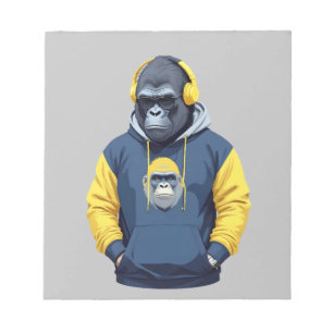 Gorilla Wearing Hoodie Funny Coola Animal Characte Anteckningsblock