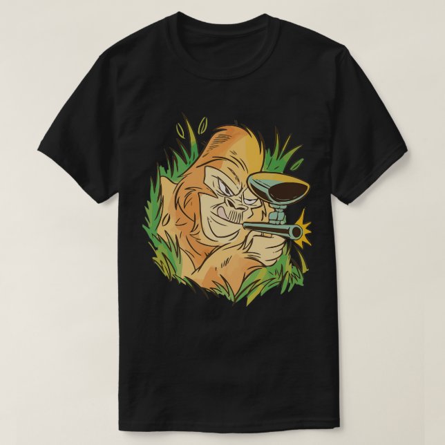 Gorilla with Paintball Gun Funny Animal T Shirt (Design framsida)