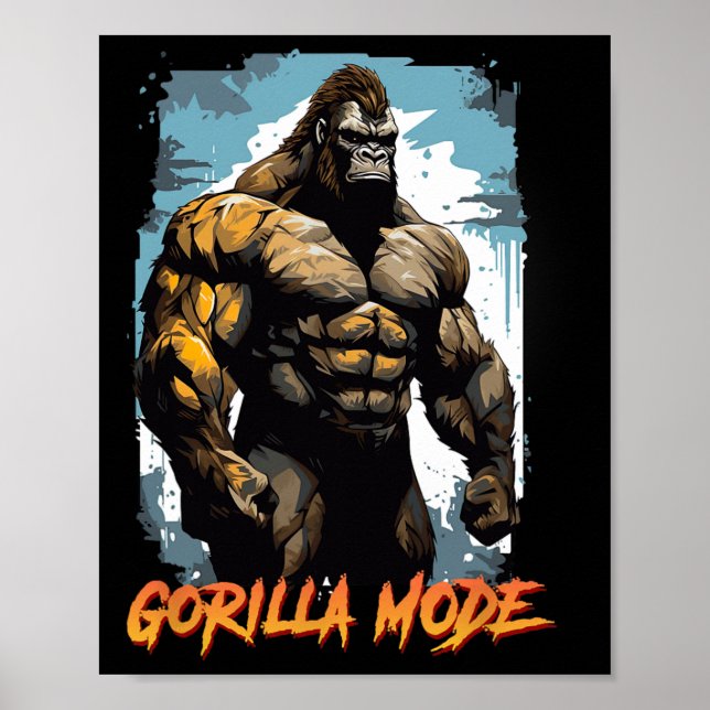 Gorilla Workout Tröjor Gorilla Mode Gym Och Kropps Poster (Framsidan)