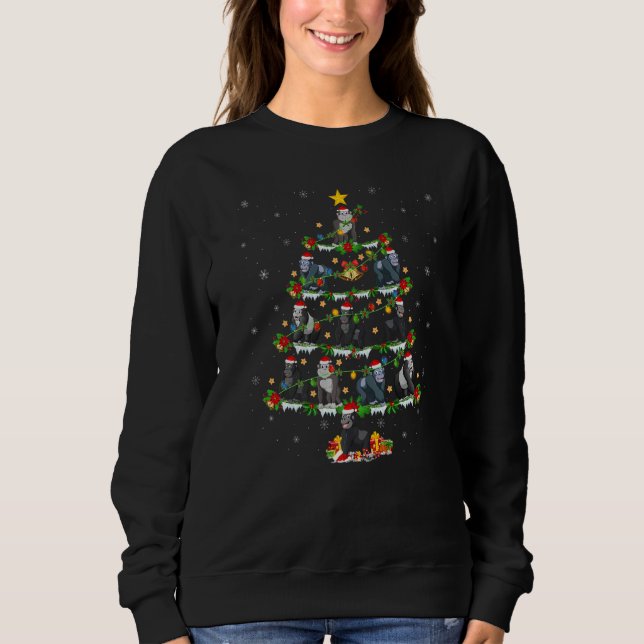 Gorilla  Xmas Lights Gorilla Christmas Tree T Shirt (Framsida)