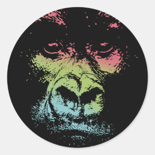 Gorillaansikte - färg runt klistermärke