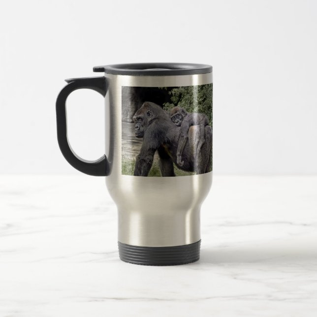Gorillababy & mamma på ryggen resemugg (Vänster)