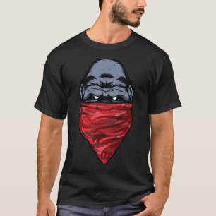 Gorillagangsterapa som ha på sig en röd Bandanna T Shirt