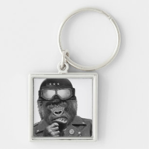 Gorillagrabb Fyrkantig Silverfärgad Nyckelring