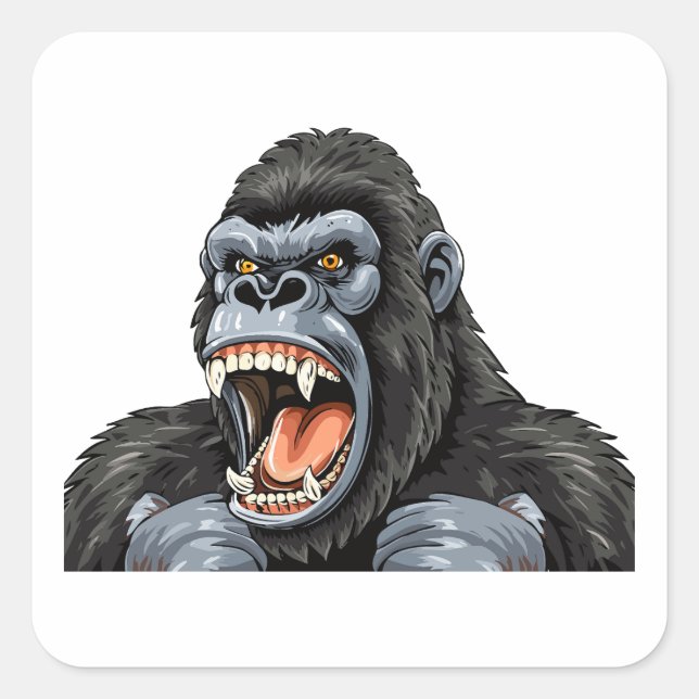 Gorillahuvud Fyrkantigt Klistermärke (Framsida)