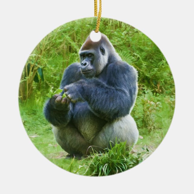 Gorillaprydnad Julgransprydnad Keramik (Framsidan)