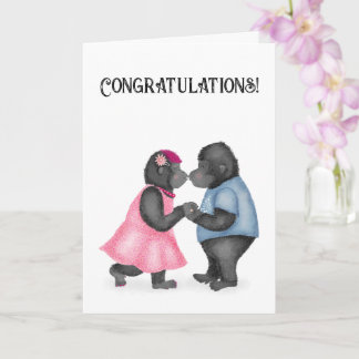 Gorillas förlovning eller bröllop-kort i kärlek kort