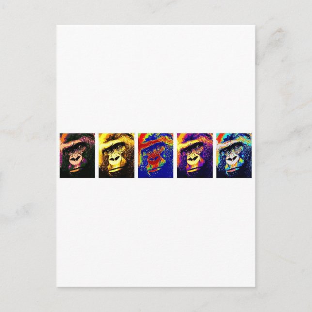 Gorillas Pop Art Vykort (Framsida)