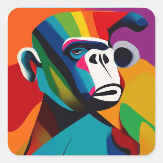 gorillastil fyrkantigt klistermärke