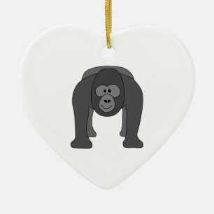 Gorillatecknad Julgransprydnad Keramik