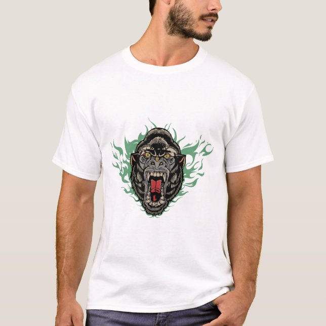 Gorille tattoo wild bold old school t shirt (Framsida)