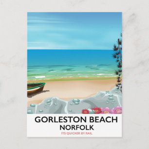Gorleston Beach Norfolk Rail poster. Vykort