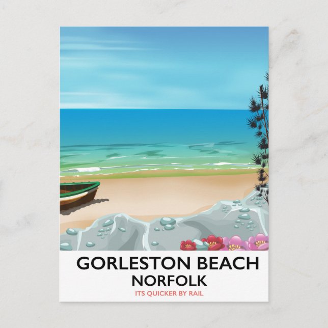 Gorleston Beach Norfolk Rail poster. Vykort (Framsida)