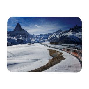 Gornergrat järnväg tåg och Matterhorn i Zermatt Magnet