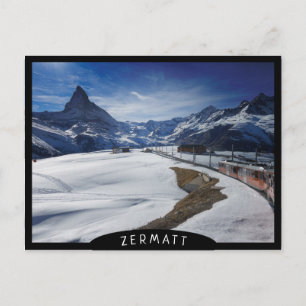 Gornergrat järnvägs tåg och Matterhorn i Zermatt Vykort