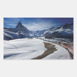 Gornergrat tåg och Matterhorn i Zermatt Rektangulärt Klistermärke