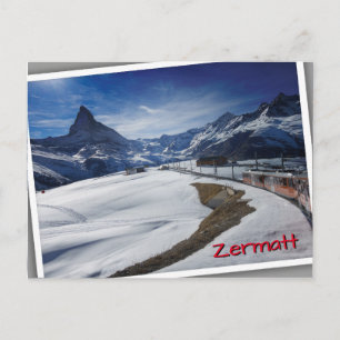 Gornergrat tåg och Matterhorn i Zermatt Vykort