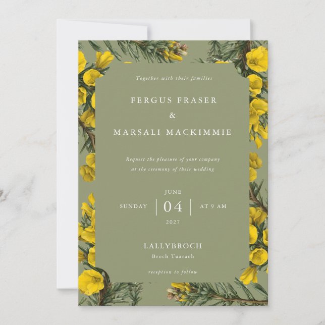 Gorse Botanical Pattern Invitation Inbjudningar (Framsida)