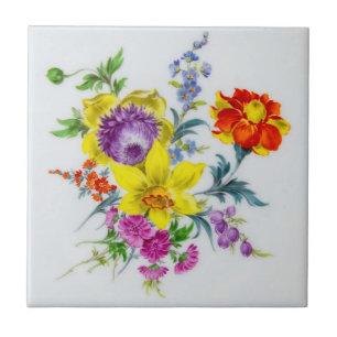 Gort Blommigt Bouquet-bakgrundssplash Ceramic Tile Kakelplatta