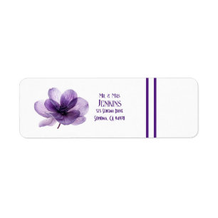 Gort Lila Blommor-Returetiketter Returadress Etikett