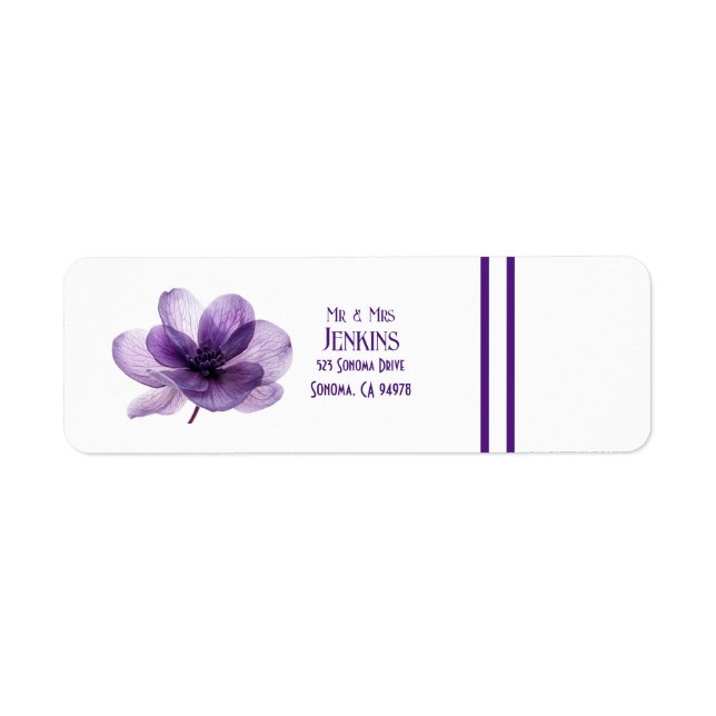 Gort Lila Blommor-Returetiketter Returadress Etikett (Framsidan)
