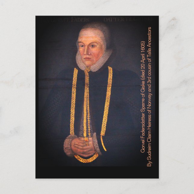 Gorvel Fadersdatter Sparre of Giske (avled 1605) Vykort (Framsida)