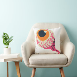 Gory Rosa Orange Eyeball Veins Graphic Halloween Kudde
