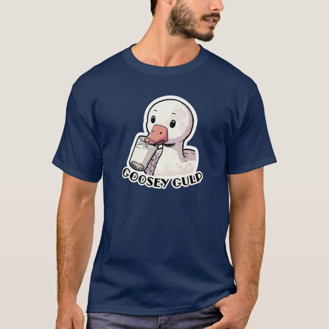 Gosey Gulp - Mjölk-Drinking Goose T-Shirt (Framsida)