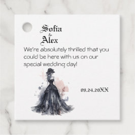 Gosfärisk blommigt svart bröllop gåvor etiketter