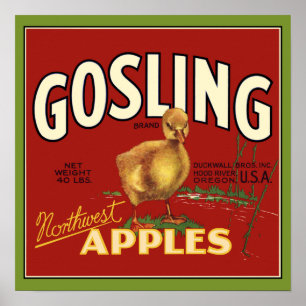 Gosling Baby Goose Apple Låda etikett Poster