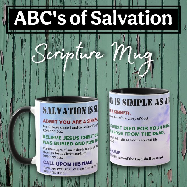 Gospel ABC:s för frälsning Kristna KJV Bibeln Mugg (Skapare uppladdad)