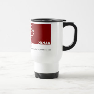 Gospel Ninja som är röd över vittravel mug Resemugg