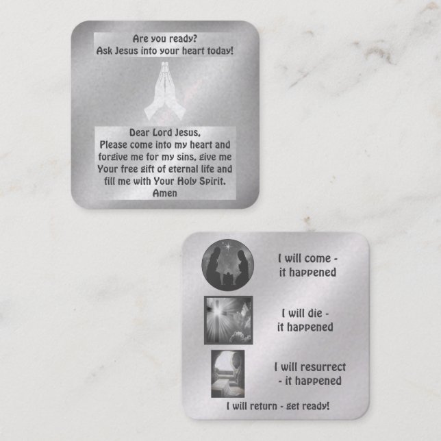 Gospel Tract Card Fyrkantigt Visitkort (Fram/baksida)